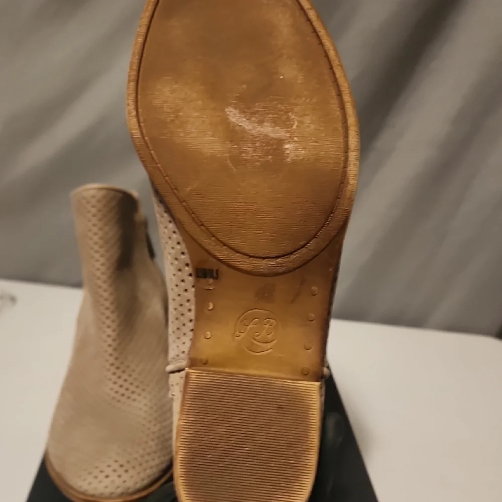 Lucky Brand Beige Perforated Ankle Booties